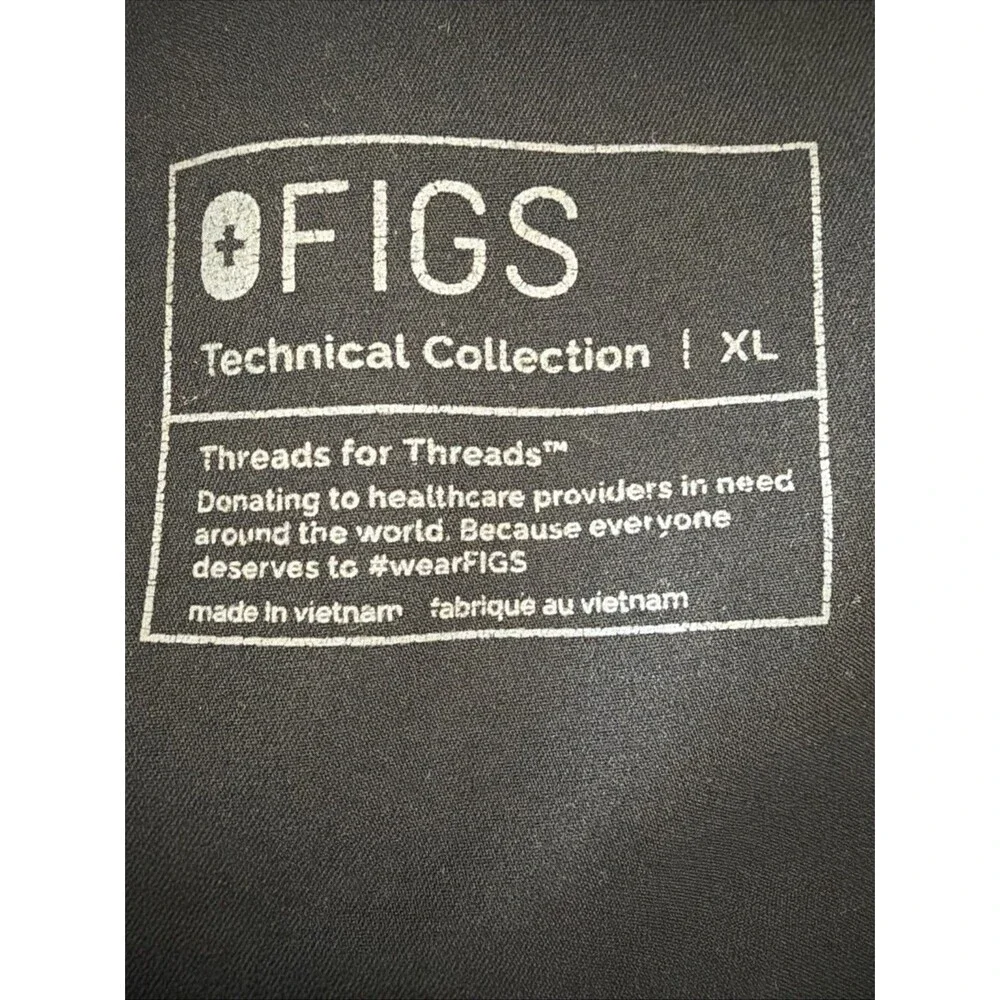 FIGS Tansen Cargo Joggers Scrub Pants Mens XL Black Drawstring Pockets Stretch